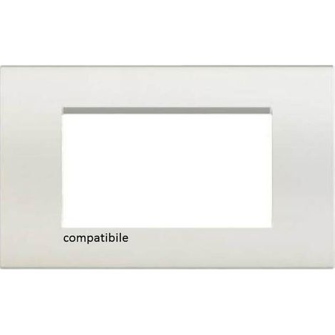Placca 4 posti Bianco COMPATIBILE bticino light Living Tipo LNA4804BI