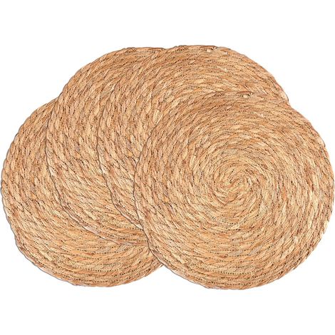 4 Set de table, Rond 30 cm, Tressé main, Pu Cao, Antidérapant, Cuisine Salle à manger (1/5)