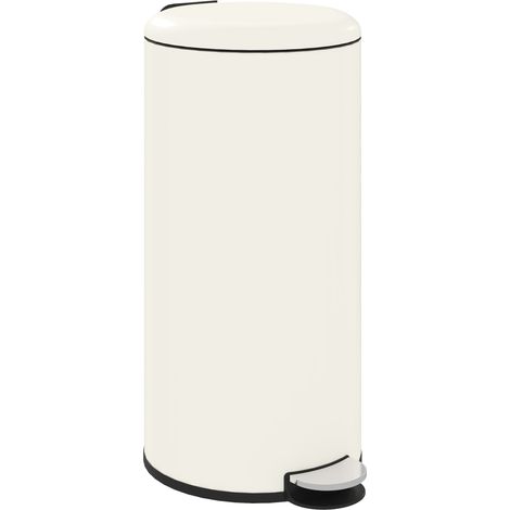 Cubo de basura de pedal 30 L con tapa y cubo interior, metal color marfil, 36 x 30 x 63,5 cm (1/5)