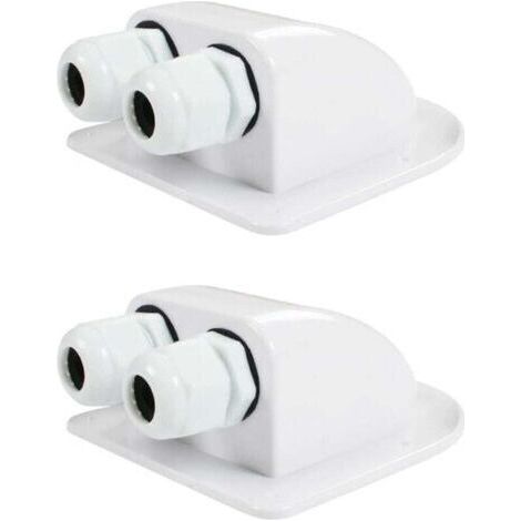2 pièces passe-câble étanche presse-étoupe d'entrée de câble, passe-fil de toit étanche, passe-fil de toit 2 pièces, ABS étanche IP68 solaire, pour camping-cars, bateaux, yachts (blanc) (1/4)