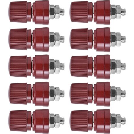 10 Pièces Connecteur de Câble en Laiton Nickelé M6, Borne de Soudure pour Installation Électrique 0-380V Rouge (1/5)