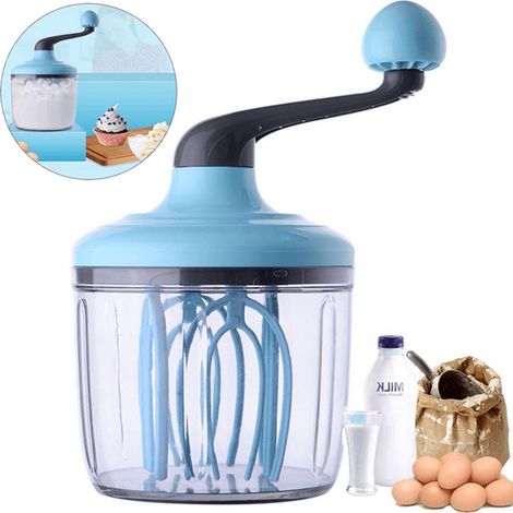 Batteur à œufs manuel - Batteur à crème fouettée avec bol de 1000 ml - Base antidérapante - Poignée ergonomique - Démontable pour un nettoyage facile - 1 pièce (1/5)