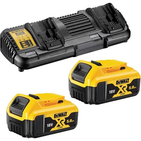 Dewalt DCB184 5.0ah 18v XR Lithium Ion Battery Twin Pack + DCB132 Dual Charger (1/3)