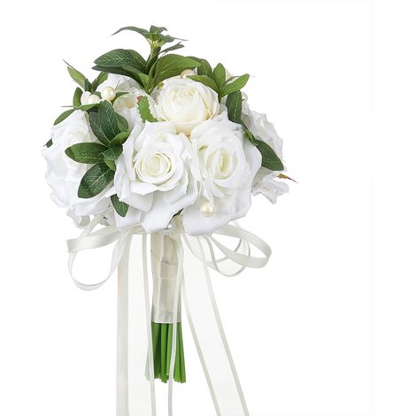 Soavoa Bouquet De Mariée En Roses Vertes Naturelles Avec Dentelle Élégante Et Feuilles De Romarin, Accessoire De Mariage Chic (1/4)