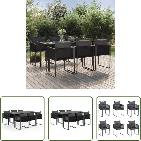 vidaXL Table de jardin - Ensemble à manger de jardin 7 pcs Noir (1/5)