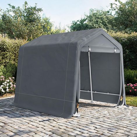 Abri de jardin gris Oscuro en métal PE 240 x 200 x 202 cm (1/5)