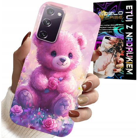 Funda para Samsung Galaxy S20 Lite - Lindo osito de peluche sobre fondo rosa, funda + cristal (1/5)