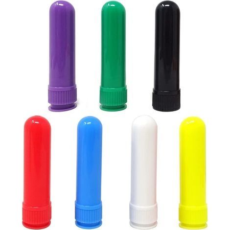Tubes d'inhalateur d'huiles essentielles, inhalateurs nasaux d'aromathérapie d'huiles essentielles, bâton d'inhalateur Rechargeable avec mèches, 7 Couleurs (1/5)