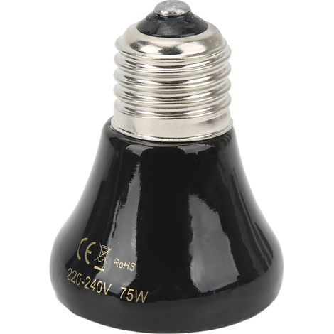 Lampe chauffante en céramique pour reptiles, mini lampe chauffante infrarouge pour amphibiens (lézards, reptiles), 220-240 V, 75 W, noire (1/5)