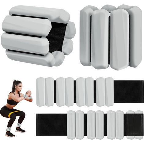 Lot de 2 poids de poignet (0,5 kg chacun), poids réglables pour poignet et cheville pour homme et femme, ensemble de poids portables pour bras et jambes pour la marche, le yoga, la natation, le cardio (1/5)