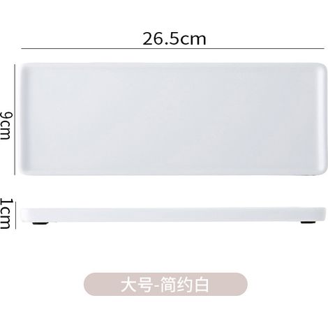 Plateau en céramique, plateau à bijoux, plateau carré allongé, plateau pour gobelet de bain de bouche, plateau de rangement pour salle de bain, plateau à gâteaux, plateau à sushis. (1/5)