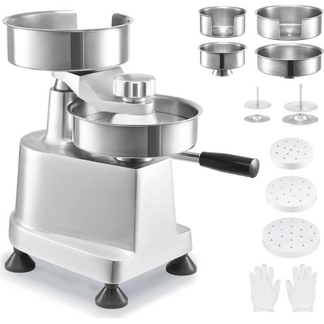 Machine à hamburgers professionnelle, presse à steak haché avec 3 moules convertibles (4/5/6 pouces), machine à hamburgers robuste en acier inoxydable, façonneuse de viande avec 1500 feuilles de papie (1/5)