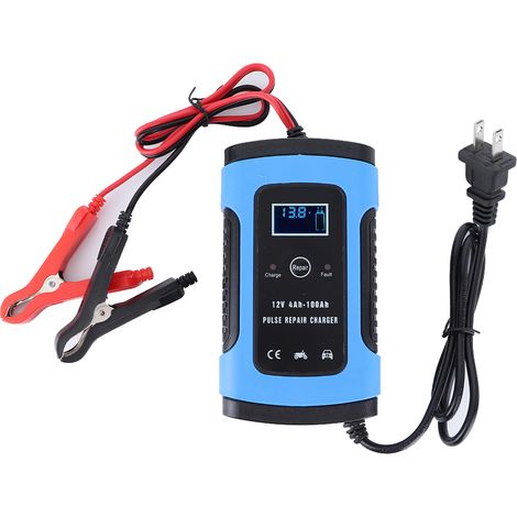 Chargeur de batterie 12V 6A à réparation par impulsions, ventilateur silencieux pour voiture moto, entrée 100-240V prise US (1/5)