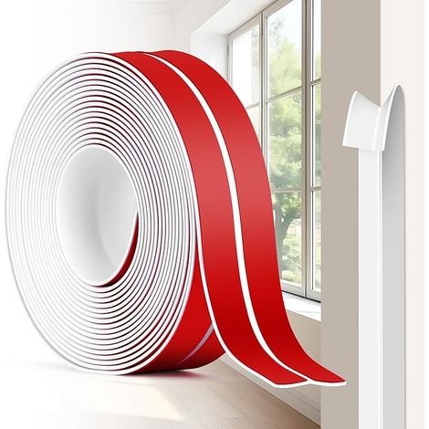 Moulures de protection des bords autocollantes – Moulures flexibles auto-adhésives pour portes, fenêtres, murs, cuisine, carrelage (blanc, 6 m x 4 cm) (1/5)