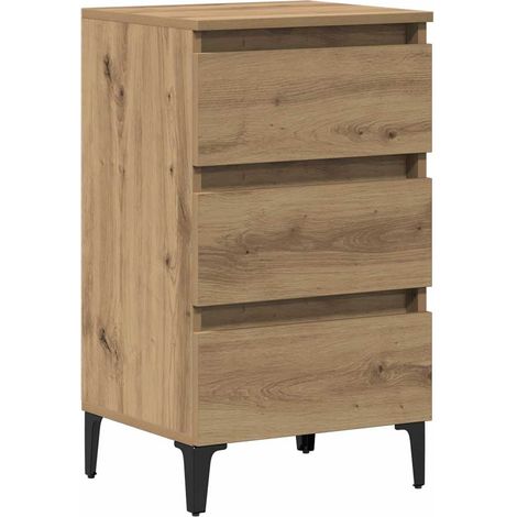 Maison Exclusive - Comodino con Gambe in Metallo Rovere Artigianale 40x35x69 cm