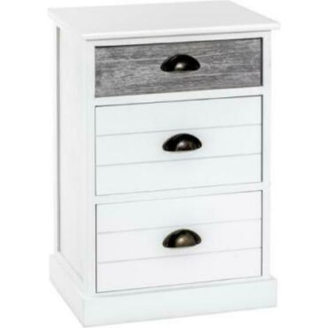 Commode coloris blanchi / gris en bois - L 41 x P 31 x H 60 cm -PEGANE-