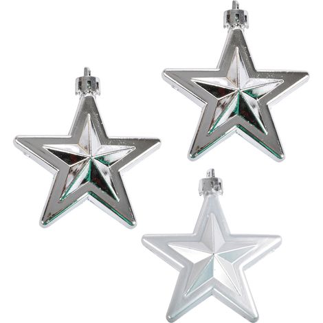 Set de 3 suspensions etoiles argent