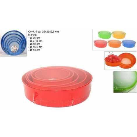 TrAdE Shop Traesio - Set 5 Pz Colini Setacci Colorati Assortiti Cucina Passino Rotondi Da 13 A 25 Cm -
