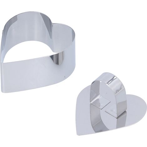 Tortenmousse-Ringform aus Edelstahl, Ausstecher für Salate und Desserts, Backwerkzeug, Herzform 4 x 8 x 7,5 cm (1/5)