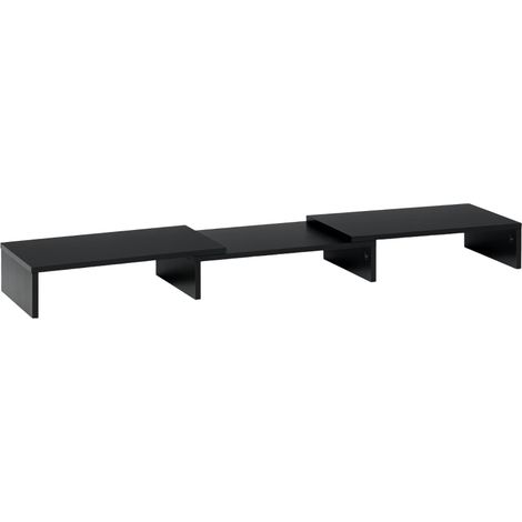 Pied de moniteur double écran ajustable longueur et angle pivotant, support pour PC et imprimante portable 80-117 x 23,5 x 10cm noir