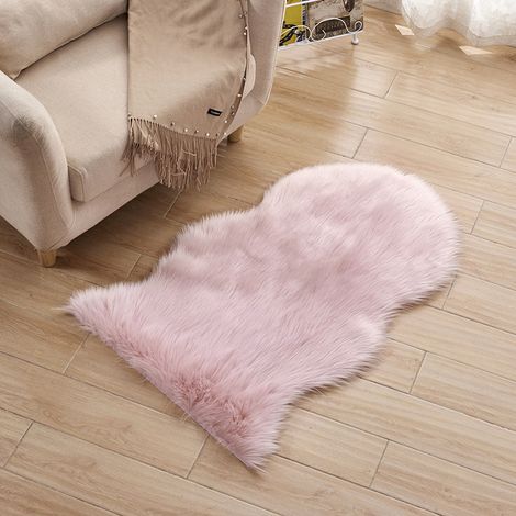 Unregelmäßig geformter Teppich, warmer Bodenteppich für Schlafzimmer, Erkerfensterteppich, Bürostuhlkissen, Sofakissen, dick und warm, 60 x 120 cm (rosa)