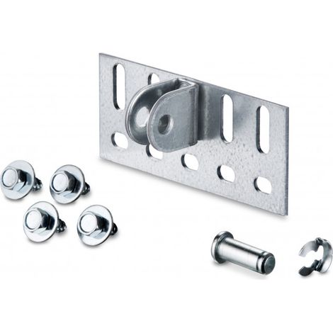 Sommer – Kit ferrure de porte sectionnelle type plat – Dimensions 130 x 55 mm – Avec trous oblongs – Inclus vis et goujons avec gorge