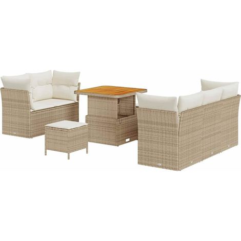 Maison Exclusive - Set Divano da Giardino con cuscino 8 pcs beige e panna