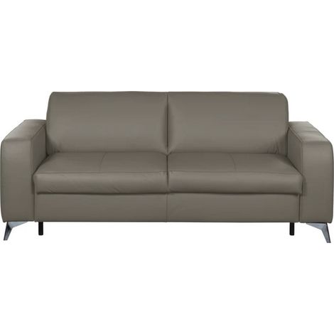 Canapé 3 places convertible en cuir italien de luxe ALVINE, couleur taupe (1/5)