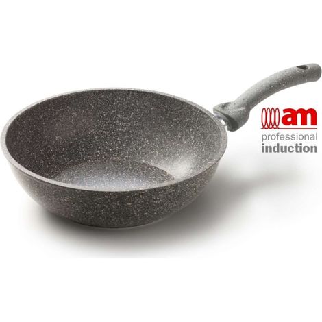 Padella Saltapasta Wok Antiaderente ad Induzione Cuore di Pietra 24 cm