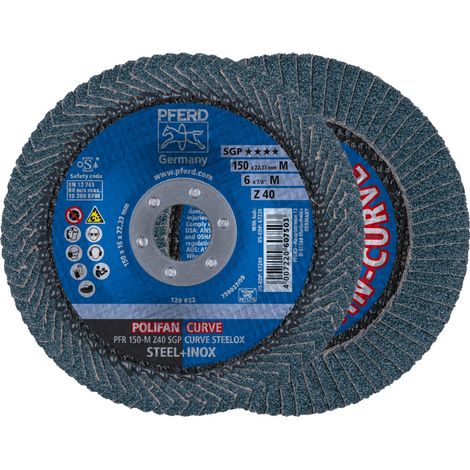 PFERD POLIFAN CURVE Fächerscheibe PFR 150x22,23 mm Breite M Z40 SGP STEELOX für Stahl/Edelstahl (1/5)