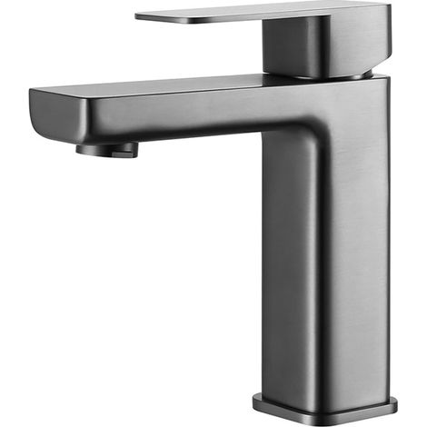 Robinet de lavabo, inox, gris, eau chaude/froide, pour vasque (1/5)