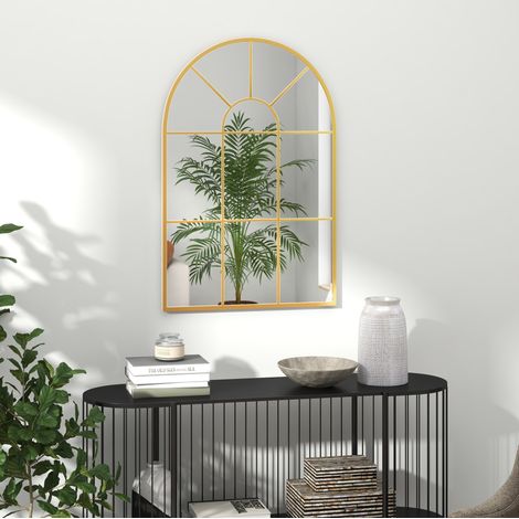 Espejo mural ventana 91 x 60 cm en metal dorado OKMYHOME (1/5)