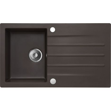 Granitspüle Spülbecken Küchenspüle Espresso Brown 86x50cm Mojito 100 Einbauspüle Langlebig Elegant Pflegeleicht inkl Siphon (1/5)