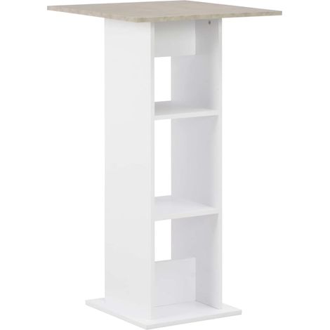 Table haute Table de bar - Mange-Debout Blanc et béton 60x60x110 cm BV676015 - BonneVie (1/5)