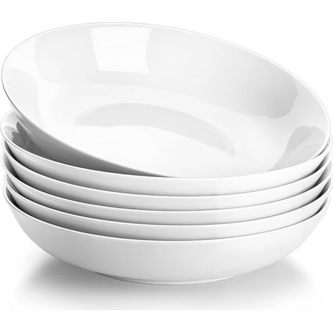 Assiettes à Pâtes en Porcelaine Creuses Blanches Salades et Soupes Blanc (1/5)