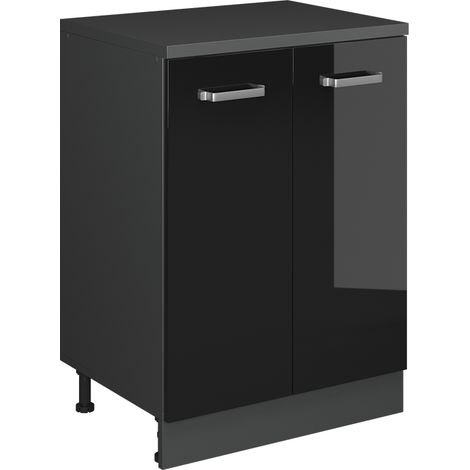 Mueble para ático Rion, Negro brillo intenso, 60 x 81.6 cm sin inclinación con 2 puertas, Vicco (1/5)