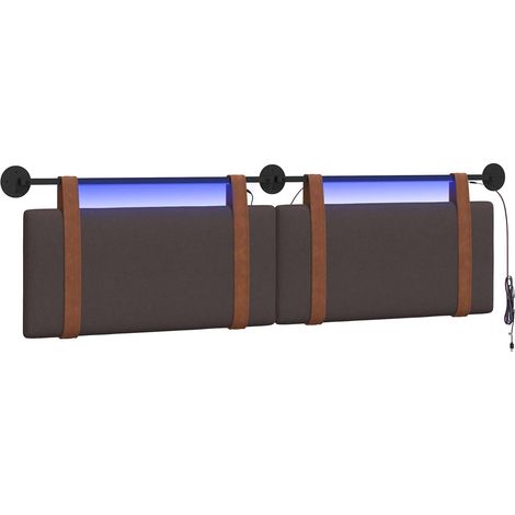 Hanging Headboard with LED Light Dark Brown Antique PU vidaXL