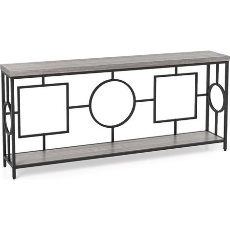 Consola rectangular de 180 x 30 x 80 cm con estantes de almacenaje y diseño seguro en MDF rústico marrón y negro 200013840