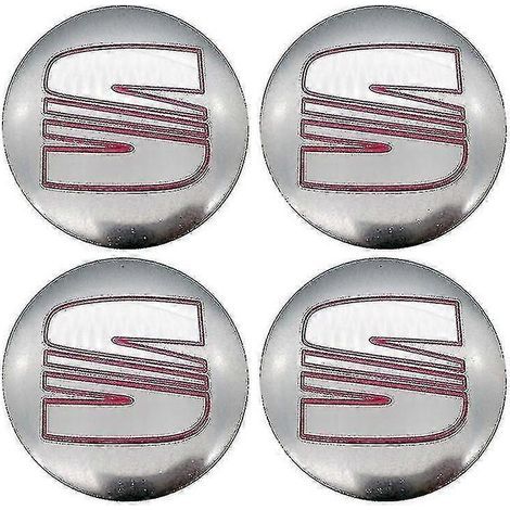 Quatre enjoliveurs de roue de 56 mm, des cache-jantes, des autocollants de logo et des accessoires pour Seat Ibiza 6J 6L FR, Ateca Altea XL, Leon 2 et Leon en rouge argenté. (1/3)