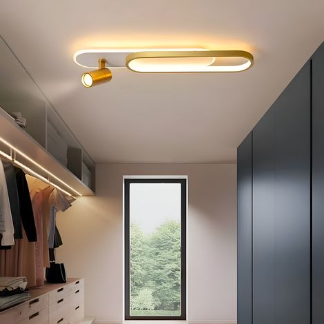 Lustre LED avec Projecteur Reglable 48W Lumiere Gradable Dore (1/5)
