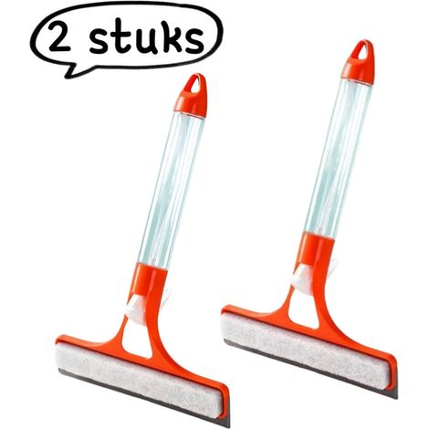 Lot de 2 essuie glaces monoblocs en silicone 3 en 1 avec fonction de pulvérisation d'eau pour usage domestique rouges (1/5)