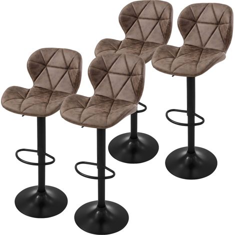 ML-Design Juego de 4x Taburetes de Bar Tapizados en Piel Sintética Marrón Sillas con Respaldo Ergonómico y Reposapiés Asiento Cómodo de Mostrador Regulable en Altura y Giratorio 360° (1/5)