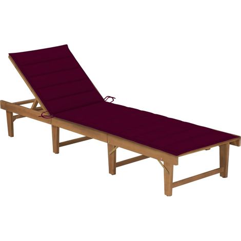 Chaise longue pliable avec coussin Bois d'acacia solide