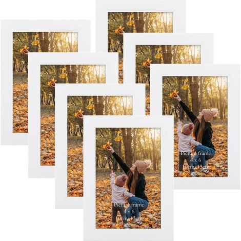 Cadre Photo 10x15 cm Lot de 7, Cadre Photo Mural Blanc et à Poser pour Chambre, Bureau, Salon et Gallerie (1/5)