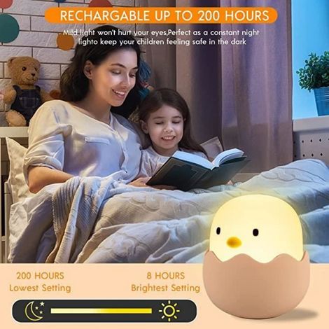 Veilleuse Enfant LED, Veilleuse Bebe Lampe Veilleuse Enfant Silicone Tactile, Veilleuse Enfant USB Rechargeable Dimmable Lampe (1/4)