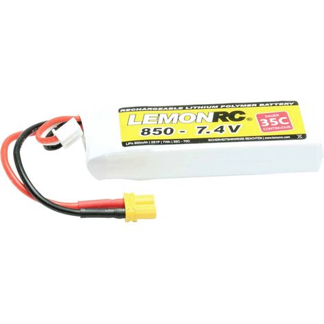 LemonRC Pack de batterie (LiPo) 7.4 V 850 mAh Nombre de cellules: 2 35 C Softcase XT30