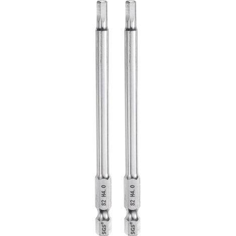 2pcs Foret à Tête Hexagonale 4mm (H4) Métrique 1/4" Tige Hexagonale 100mm (4") Long Embouts de Tournevis Magnétique Acier S2 Foret Hexagonaux à Pointe Plate pour Vis (1/5)