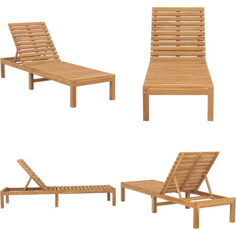Chaise longue bois de teck solide - Chaise longue jardin - Chaise longue durable (1/5)