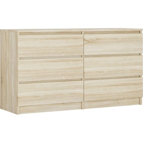 Cassettiera : 6 cassetti, Rovere Sonoma, 138 x 39 x 79 cm (1/5)