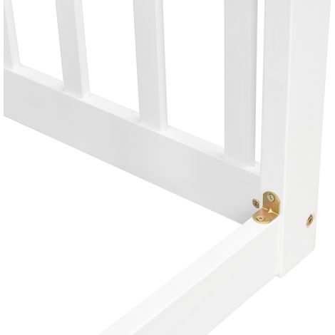 Kinderbodenbett 140x200 cm aus weißem Holz mit 4 Fächern, Hausbett – MEUBLIV (1/5)